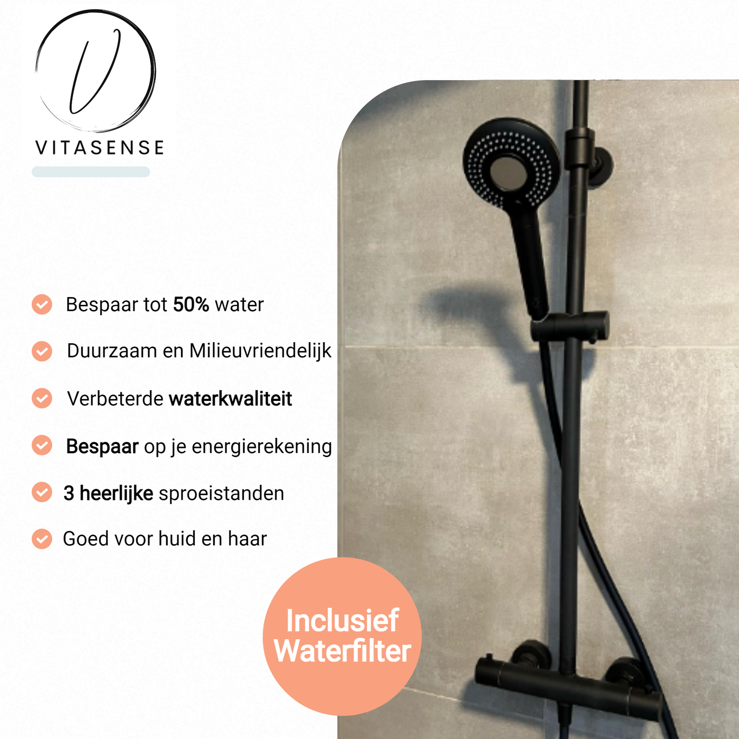 Vitasense PLUS Douchekop zwart